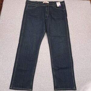 NEW‎ Wrangler Regular Fit Jeans Men's 40x32 Blue Dark Wash Denim Heavyweight